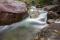 Small waterfall with cryatal clear water stream near the campground on the way to Pitugro WaterfallPetro Lo Su in Umphang Wildli